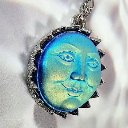 Celestial Magnificence Moon Necklace, Man on the Moon Pendant, Galaxy Accessory