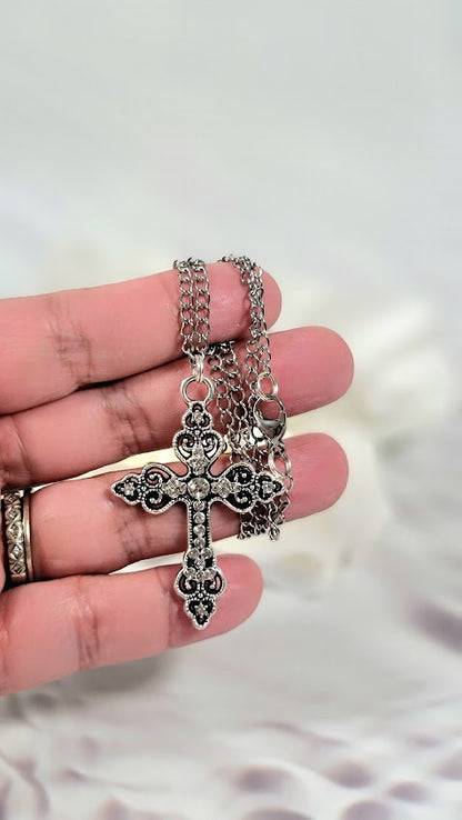 Celtic Silver Cross Necklace, Confirmation Gift, Catholic Crucifix Pendant