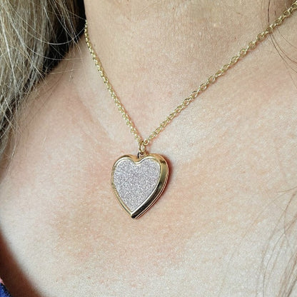 Glittery Pink Heart Locket Necklace