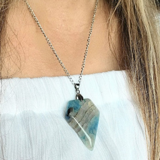 Agate Faceted Cut Stone Necklace, Balance Harmony Jewelry