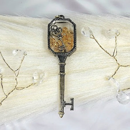 Vintage Inspired Skeleton Key Necklace, Old World Design Pendant, Elegant Victorian Themed Charm, Women's Evening Gala Accessory, Timeless Elegance