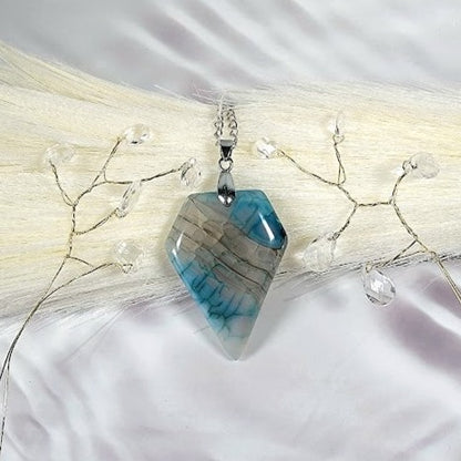 Agate Faceted Cut Stone Necklace, Balance Harmony Jewelry