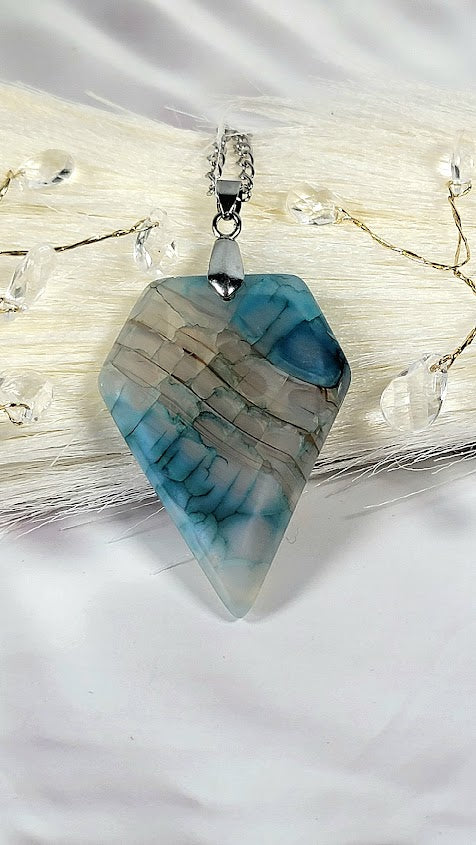 Agate Faceted Cut Stone Necklace, Balance Harmony Jewelry