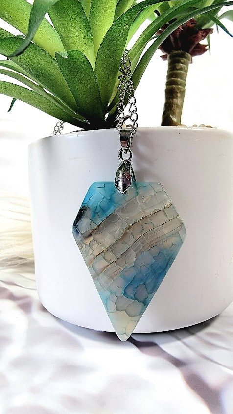 Agate Faceted Cut Stone Necklace, Balance Harmony Jewelry