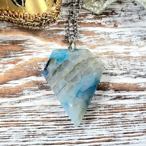 Agate Faceted Cut Stone Necklace, Balance Harmony Jewelry