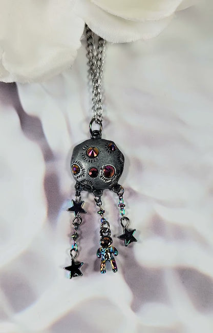 Space-Themed Jewelry with Astronaut Necklace, Gift for Science Teacher, Celestial Wonder Jewelry