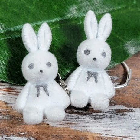 Miniature White Rabbit Earring, Easter Bunny  Dangle, Youthful Fashion Jewelry, Cute Animal Drop, Seasonal Easter Accessory