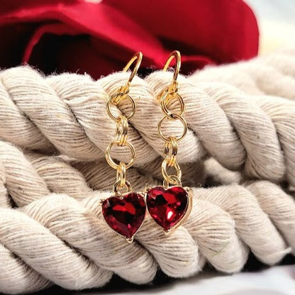 Boucle d'oreille en verre coeur rouge, charme coeur de Cupidon, cadeau élégant de la Saint-Valentin, pendentif pour occasion spéciale, goutte romantique mignonne, accessoire sur le thème de l'amour