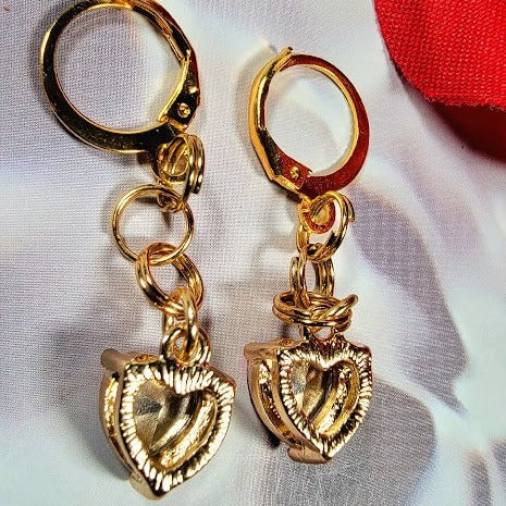 Red Heart Glass Earring, Cupid's Heart Dangle, Elegant Valentine's Day Gift, Special Occasion Drop