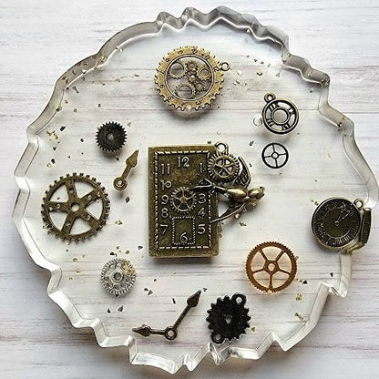 Stylish Steampunk Decorative Tray & Coaster Set, Industrial Design Kitchen Platter, Modern Entertaining Set, Unique Artful Table Decoration