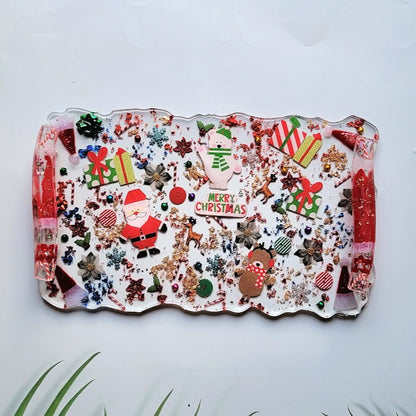 Festive Christmas Decorative Tray, Joyful Holiday Table Centerpiece, Elegant Charcuterie Display