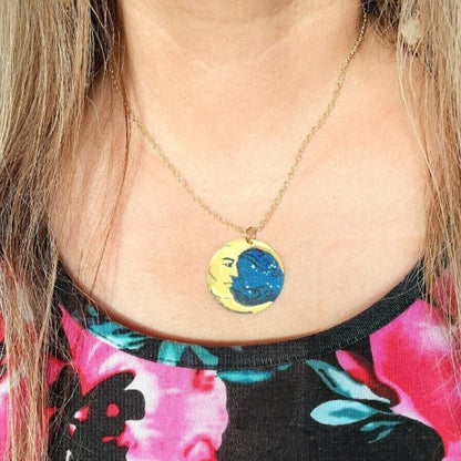 Bright Yellow Crescent Moon Necklace, Celestial-Themed Fashion Accessory