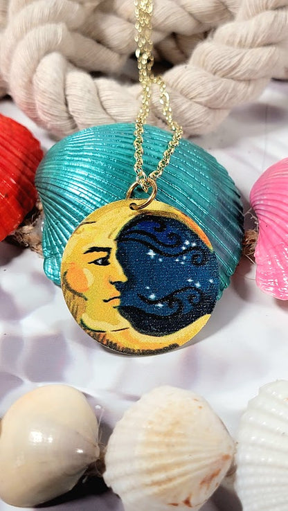 Bright Yellow Crescent Moon Necklace, Celestial-Themed Fashion Accessory