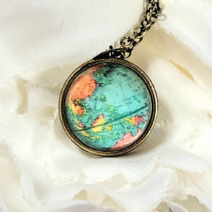 Luminous Earth Necklace, Glow in the Dark Pendant, Exploration & Adventure-Themed Jewelry, World Traveler Gift