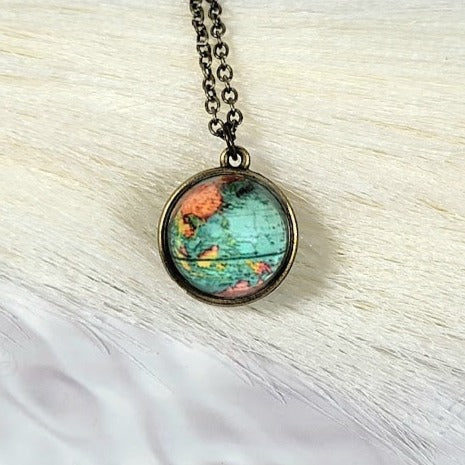 Luminous Earth Necklace, Glow in the Dark Pendant, Exploration & Adventure-Themed Jewelry, World Traveler Gift