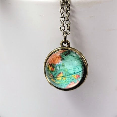 Luminous Earth Necklace, Glow in the Dark Pendant, Exploration & Adventure-Themed Jewelry, World Traveler Gift