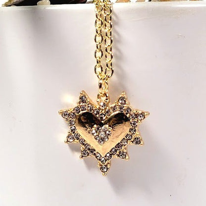 Golden Heart Sunray Necklace, Love-Inspired Celestial Necklace with Sparkle