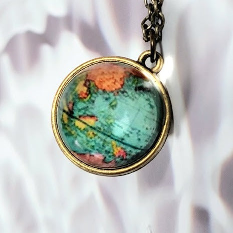 Luminous Earth Necklace, Glow in the Dark Pendant, Exploration & Adventure-Themed Jewelry, World Traveler Gift