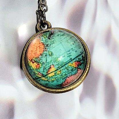 Luminous Earth Necklace, Glow in the Dark Pendant, Exploration & Adventure-Themed Jewelry, World Traveler Gift