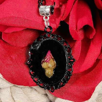 Naturally Pressed Rosebud Necklace, Nature Meets Sophistication Pendant, Ethereal Floral Beauty Jewelry