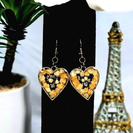 Pendientes elegantes de la temporada de otoño, elegante colgante ecológico, belleza minimalista, colgantes de flores prensadas naturalmente, elegancia atemporal