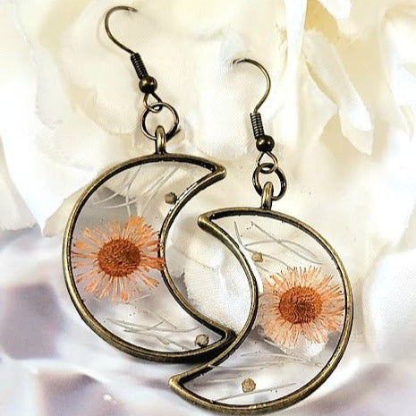 Autumn- Inspired Moon Crescent Earrings