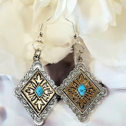 Southwestern Concho Designed Earrings, Rustic & Refined Accessory, Traditional Saddle Inspired Dangle