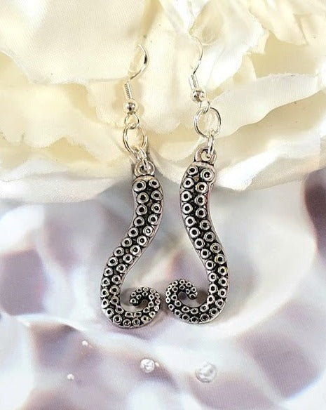 Artistic Octopus Tentacle Dangle Earring, Unique Nautical Theme Jewelry