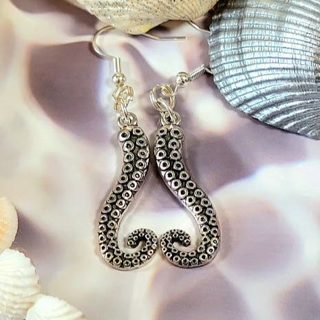 Artistic Octopus Tentacle Dangle Earring, Unique Nautical Theme Jewelry