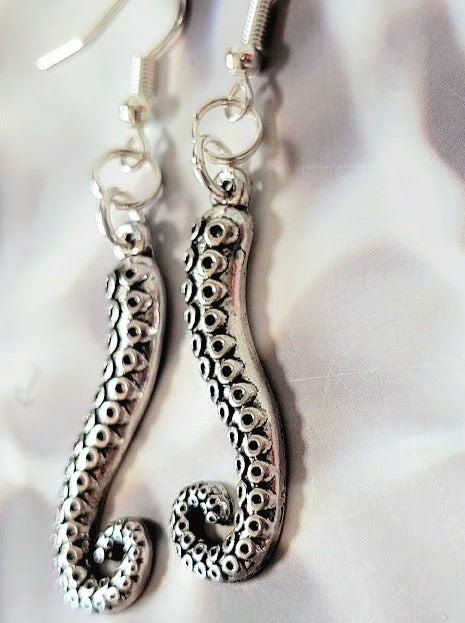 Artistic Octopus Tentacle Dangle Earring, Unique Nautical Theme Jewelry