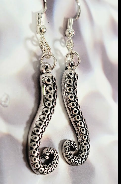 Artistic Octopus Tentacle Dangle Earring, Unique Nautical Theme Jewelry