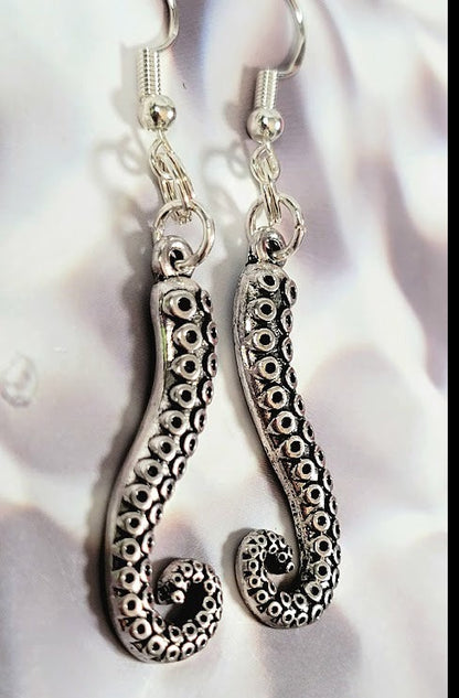 Artistic Octopus Tentacle Dangle Earring, Unique Nautical Theme Jewelry