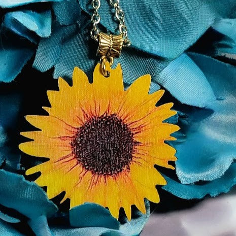 Superbe réplique de tournesol sur bois naturel, accessoire floral lumineux et positif pour toutes les occasions, design artistique réaliste peint à la main.