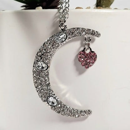 Enchanted Luna Love Necklace, Stylish Pendant for Moon Lovers, Elegant Crystal Celestial Charm