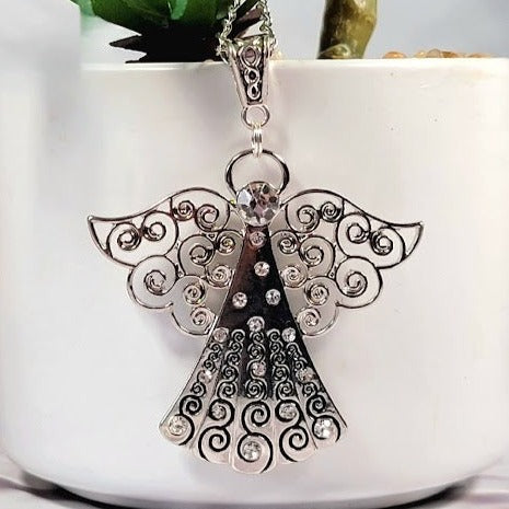 Seraphim-Inspired Angelic Elegant Necklace, Heavenly Designed Pendant, Guardian Angel Charm