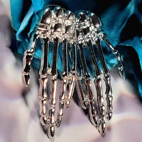 Spooky Chic Skeleton Hand Stud Earring, Elegant Halloween Accessory, Mystical Elegant Dangle for Costume Parties, Eerie Grace in Every Moment