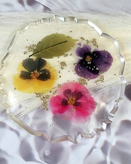 Enchanted Bloom Design Coaster Set of 4, Decorative Furniture Protectors, Unique Vibrant Tabletop Decor