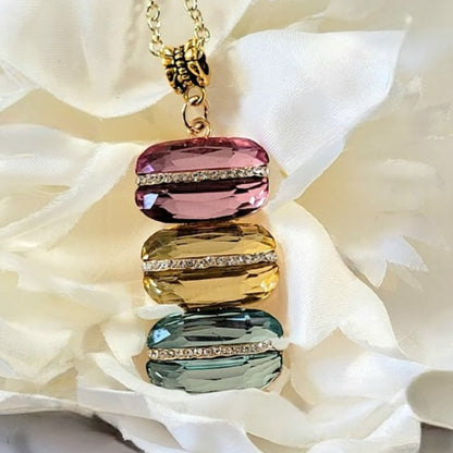 Cascading Triple Layered Crystal Necklace, Light-Catching Jewelry