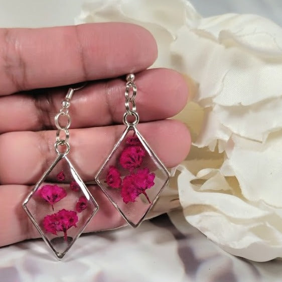 Vibrant Pink Buds Earrings, Nature Lover Dangle, From Spring to Fall Accessor, Floral Statement Dangles