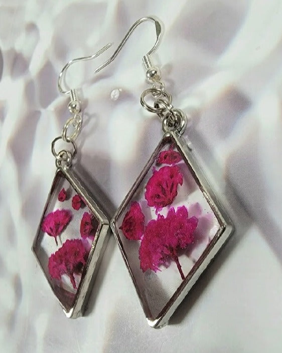 Vibrant Pink Buds Earrings, Nature Lover Dangle, From Spring to Fall Accessor, Floral Statement Dangles