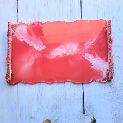 Passionate Pink Decorative Tray, Vibrant Vanity Dresser Organizer, Perfume Display Tray, Bathroom Decor