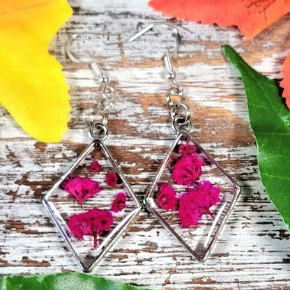 Vibrant Pink Buds Earrings, Nature Lover Dangle, From Spring to Fall Accessor, Floral Statement Dangles