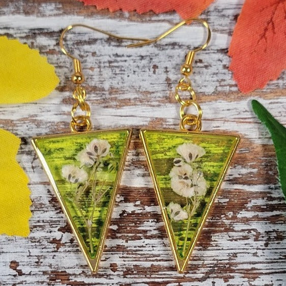 Lightweight Botanical Earrings in Yellow Tinted Resin