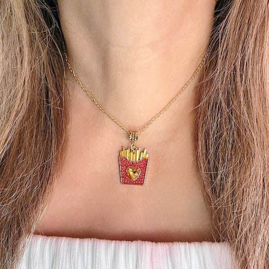 French Fries Food Necklace