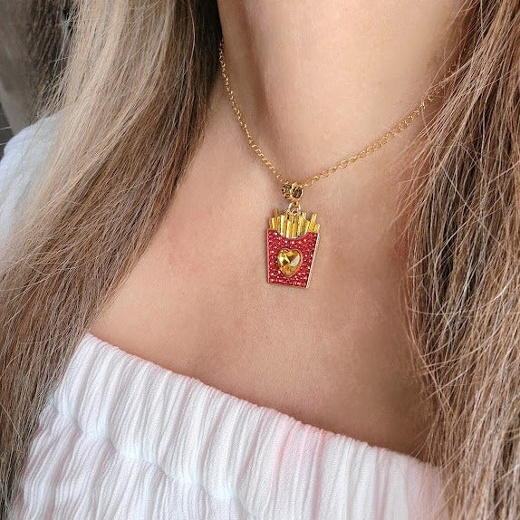 French Fries Food Necklace