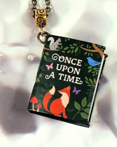 Classical Fairy Tale Book Pendant, Whimsical Forest Friends Necklace, Charming Mother-Daughter Fairytale Jewelry, Unique Gift for Story Lovers