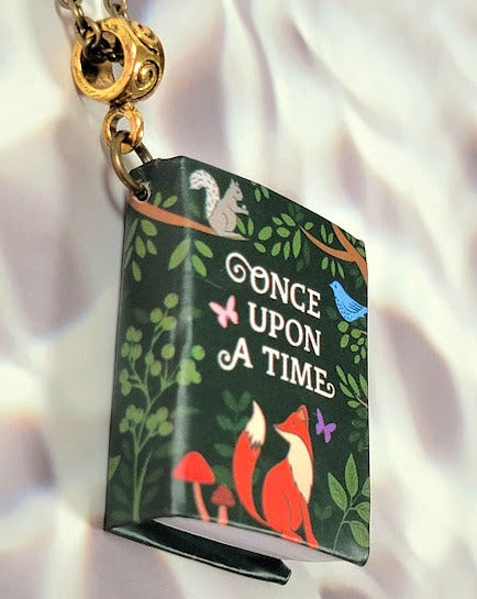 Classical Fairy Tale Book Pendant, Whimsical Forest Friends Necklace, Charming Mother-Daughter Fairytale Jewelry, Unique Gift for Story Lovers