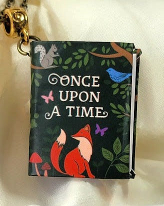 Classical Fairy Tale Book Pendant, Whimsical Forest Friends Necklace, Charming Mother-Daughter Fairytale Jewelry, Unique Gift for Story Lovers