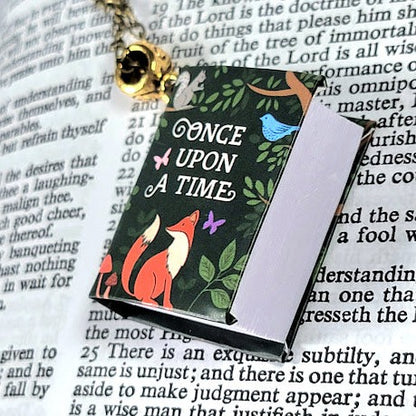 Classical Fairy Tale Book Pendant, Whimsical Forest Friends Necklace, Charming Mother-Daughter Fairytale Jewelry, Unique Gift for Story Lovers