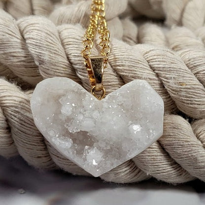 Raw Quartz Heart Necklace, Luminous Crystal Love Pendant, Handcrafted Bohemian Elegance, Unique Artisan-Crafted Gemstone Charm